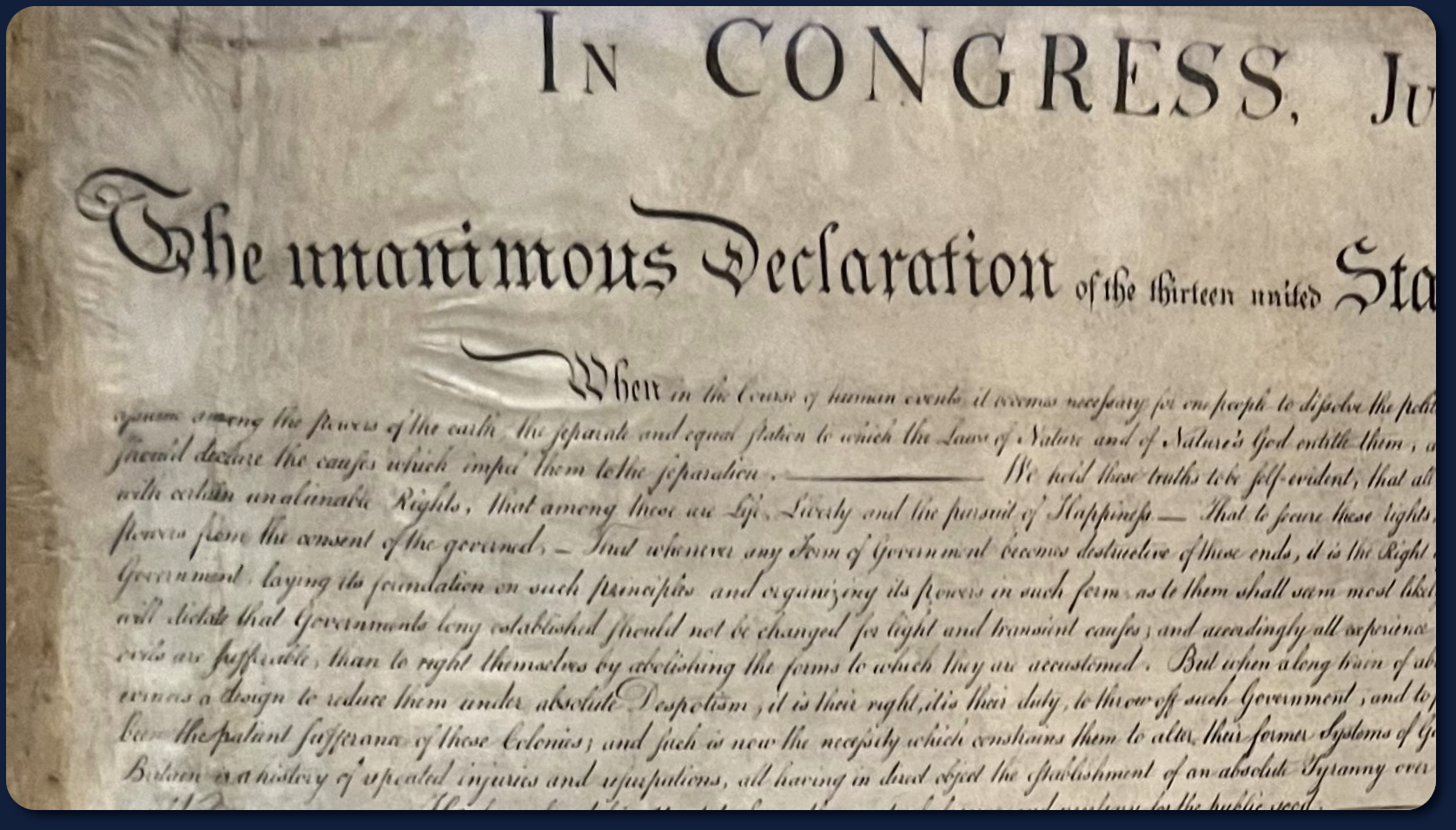 1823 Stone Engraving of the Declaration of Independence – Freedom Plane National Tour, MOHAI Seattle