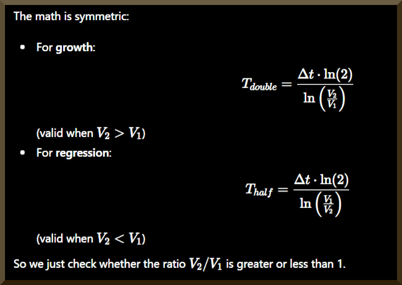 Equations for T_double and T_half